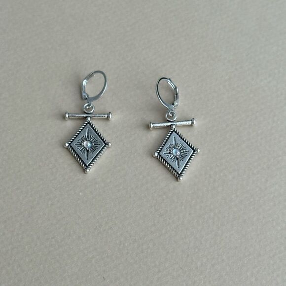 Geo hoop Earrings S1198 - Picture 2 of 3